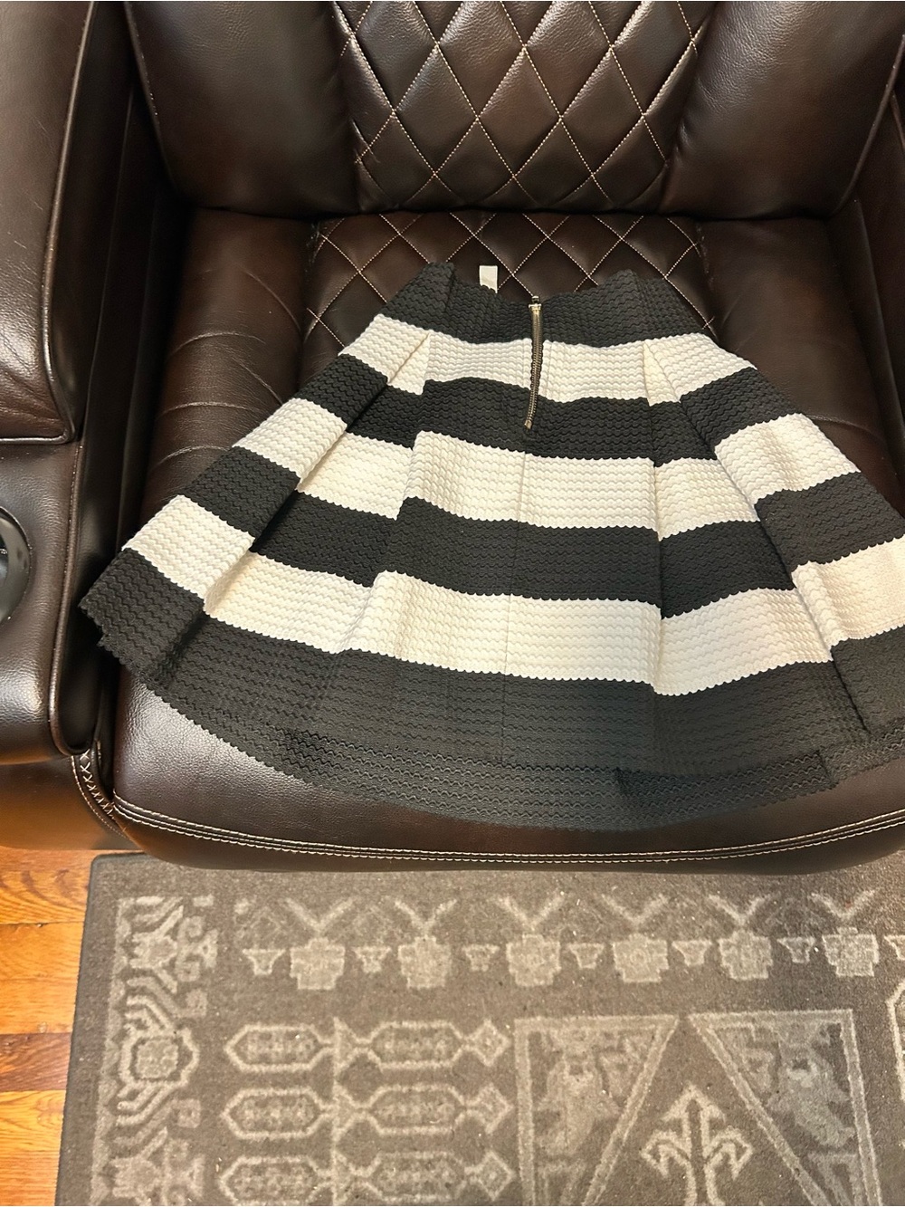 Striped Black and White A-Line Skirt
